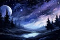 Serene moonlit night scene self care background