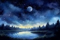 Serene moonlit night scene self care background