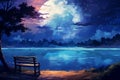 Serene moonlit night scene self care background