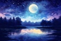 Serene moonlit night scene self care background