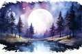 Serene moonlit night scene self care background