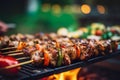 Ai generated image of shashlik on gas grill