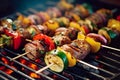 Ai generated image of shashlik on gas grill