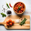 Food preparation on chopping board