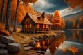 AI-generated image depicts a house with a rustic charm, constructed from wood