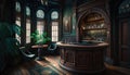 Gothic speakeasy bar interior, AI Generative