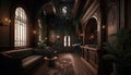 Gothic speakeasy bar interior, AI Generative