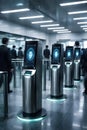 Automated Facial Recognition Terminals Monitoring Public Movement And Digital Identity Royalty Free Stock Photo