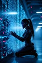 Cyber Operator In Futuristic Data Room Royalty Free Stock Photo