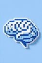 Pixel Style Human Brain Icon Representing Digital Thinking And Modern Technology Royalty Free Stock Photo
