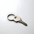 AI Generated Image - Silver Key with Ring on White Surface Royalty Free Stock Photo