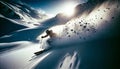 AI-Generated Image of Skier Descending Powder Slope Off-Piste Royalty Free Stock Photo