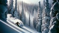 AI-Generated Image of Skier Descending Powder Slope Off-Piste Royalty Free Stock Photo