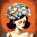 AI generated image. Social networks addiction concept