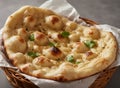 Soft Butter Kulcha Indian Flatbread Garnished with Herbs Royalty Free Stock Photo
