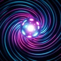 AI-Generated Image: Spiraling Design in Cyan and Magenta with Central Sphere Royalty Free Stock Photo