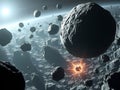 Asteroid Field Collision: A Dramatic Space Rock Event Royalty Free Stock Photo