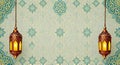 Elegant Islamic Background Design for Ramadan and Eid with lamp , AI-Generated image Royalty Free Stock Photo