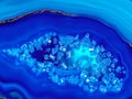 Blue Agate Geode Crystal Cave Macro Abstract Background Royalty Free Stock Photo