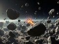 Asteroid Field Collision: A Dramatic Space Rock Impact Royalty Free Stock Photo