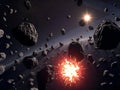 Asteroid Field Collision: A Dramatic Space Event Royalty Free Stock Photo