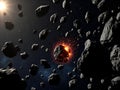 Asteroid Collision: A Dramatic Event in Deep Space Royalty Free Stock Photo
