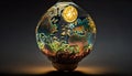 Earth Illuminated: A Tiny World in a Bright Bulb, Made with Generative AI