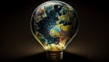 Earth Illuminated: A Tiny World in a Bright Bulb, Made with Generative AI