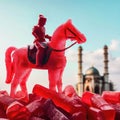 AI Generated Image of Sugar Candy Horse Figurine, Festive Prophet Muhammed Birthday Symbols