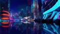 Multi-Coloured Futuristic Cityscape, Made with Generative AI Royalty Free Stock Photo