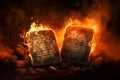 The Ten Commandments: Tablets of the Law, Tablets of Stone, Stone Tablets. Book of Exodus. Royalty Free Stock Photo