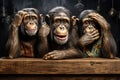 AI-Generated Image: Three Playful Monkeys