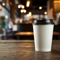AI-Generated Image of a To-Go Coffee Cup on a Wooden Table Royalty Free Stock Photo