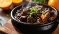 Ai-Generated Brazilian Feijoada Traditional Black Bean Stew Close Up Royalty Free Stock Photo
