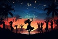 A traditional hula dance under the stars vector tropical background