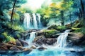 Tranquil waterfall in the forest self care background