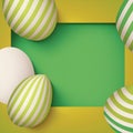 Easter egg ornament banner yelllow, white, green with a green space for text