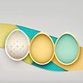 Easter tapestry banner with three eggs and empty space for text