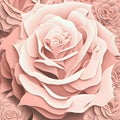 Large coral red rose bloom 3D style
