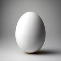 White unpainted plain egg on light grey background with empty space behind