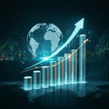 AI-Generated Image: Upward Trending Graph Overlaid with Globe Royalty Free Stock Photo