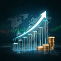 AI-Generated Image: Upward Trending Graph Overlaid with Globe Royalty Free Stock Photo