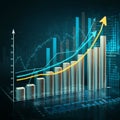 AI-Generated Image: Upward Trending Graph Overlaid with Globe Royalty Free Stock Photo