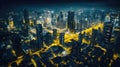 Urban Nightlife A Cityscape Beauty with Sparkling Lights and Foggy Sky AI generated