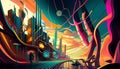 Electric Dreamscape: A Futuristic Cityscape, Made with Generative AI