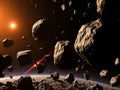 Asteroid Field Collision: A Dramatic Space Scene Royalty Free Stock Photo