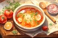Warm and comforting soup preparation self care background