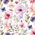 Watercolor Florals background, design seamless pattern