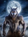 Werewolf and the moon Royalty Free Stock Photo