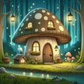 Enchanted Mushroom Cottage in a Fairy-Tale Forest Clearing